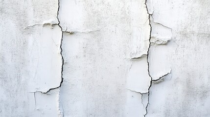 Obraz premium Aged White Wall with Deep Cracks - A Detailed Architectural Texture