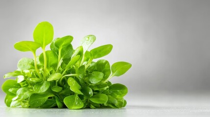 Vibrant Green Microgreens with Water Droplets. Generative AI