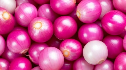 Close-Up of Vibrant Pink Shallots Piled Together. Generative AI