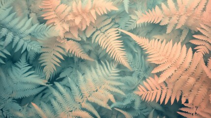 Fern leaves display a cool and warm color palette arrangement