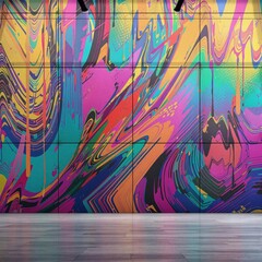 Obraz premium Painted Concrete Wall with Bold Colors and Stripes, bold colors, minimalist decor, modern home decor, painted concrete wall, contemporary architecture