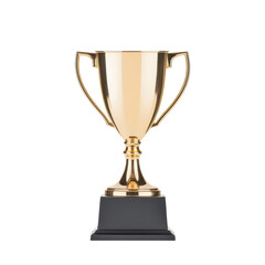 Golden trophy award on white isolated background