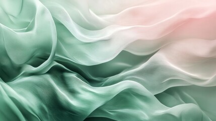 Obraz premium Flowing fabric shows soft hues of green white and pink