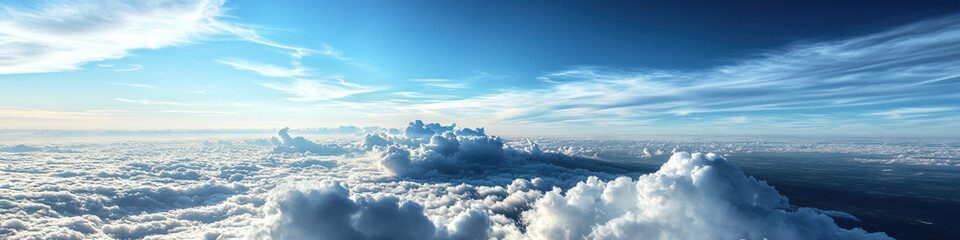 High-Altitude View of Cumulus Clouds and Stratus Sky