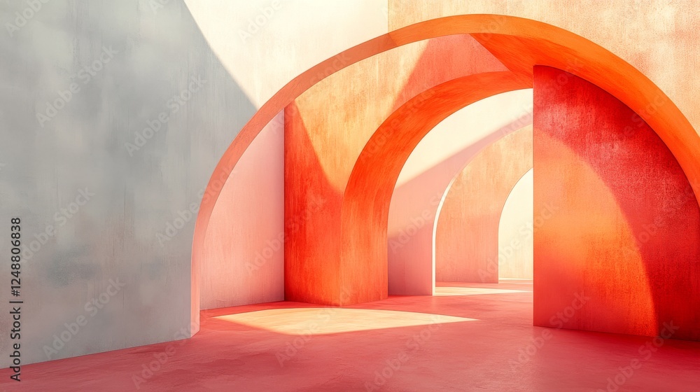 Poster multiple arches create a bright perspective of architectural structure