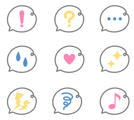吹き出しに入った感情を表すシンプルアイコンセット