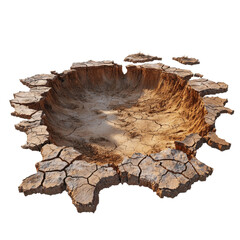 Obraz premium Dry Earth Crater with Cracked Surface and Parched Soil Texture