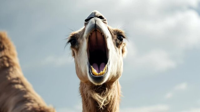 A Camels Loud Yawn: A Close-Up Portrait of a Desert Beast