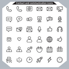 Contact Icon Set Outline Communication Symbols for Business