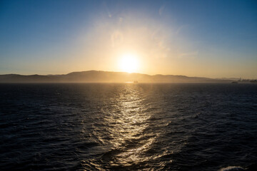 Golden Sunset with Reflections on the Sea