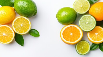 Assorted Citrus Fruits Including Lime Lemon and Orange. Generative AI
