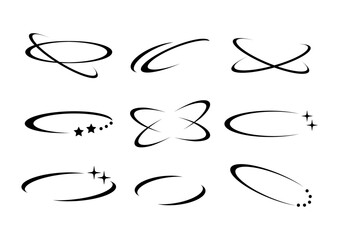 Set of star orbits. Vector abstract orbits. Abstract star orbit vector collection