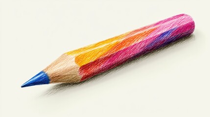 Colorful pencil resting on a light surface, showcasing vibrant hues and artistic potential