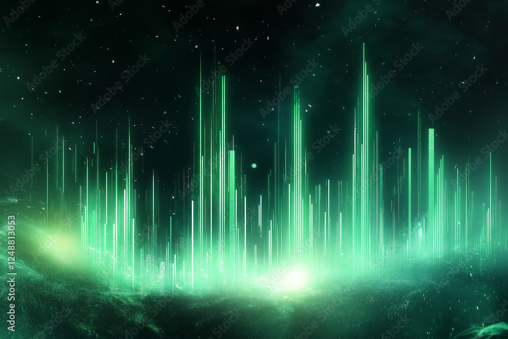 Poster ascending green candlesticks signal growth, a detailed analysis of cryptocurrency value increase ove
