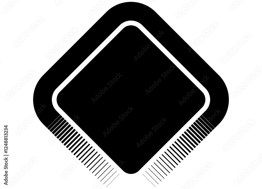 Poster vector frame. black on a white background. striped pattern with space for text. button. square desig