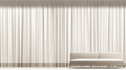 Elegant Minimalist Living Room with White Curtains and Sofa