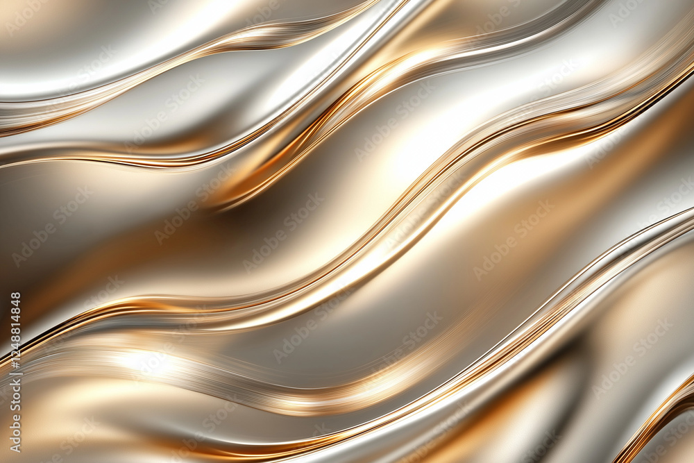Poster metallic abstract wavy liquid background layout design tech innovation - abstract background with wa