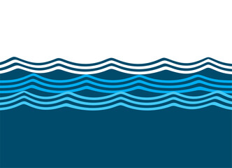 Vector blue waves from parallel lines in retro style. Modern nautical pattern. Trendy design element. Abstract water. Swimming pool. Rest on the water. Vector background with transition.