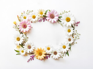 Flowers arrangement made from spring flowers on a neutral background. Spring daisies. 