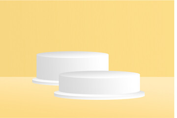 Minimalist Product Display Podium on Yellow Background – Editable and Scalable Vector Illustration for Promotion, Discount, Poster, Banner, Layout, Mockup, and Branding Design