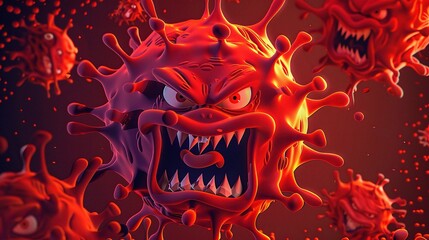 An Angry Cartoon Virus: Unraveling the Imagery and Concept of this Cartoon - Depicted Microbe. Explore the fierce - looking features, the possible symbolic meanings