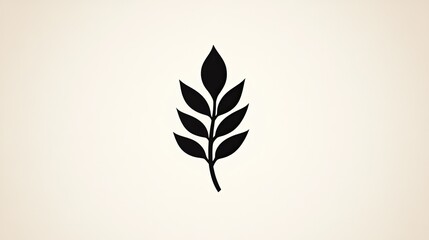 Minimalist black leaf silhouette on a soft beige background, ideal for eco-friendly themes