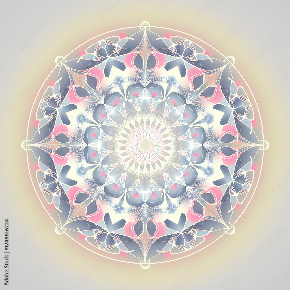 Poster elegant esoteric mandala design with intricate patterns and soft colors on a gentle background