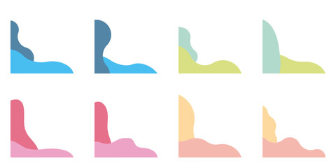 シェイプ　コーナー　角　あしらい　抽象的な形　セット　カラフル