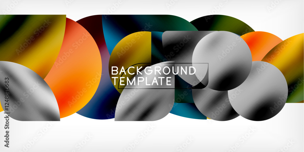 Poster Bright circles with shadows abstract background