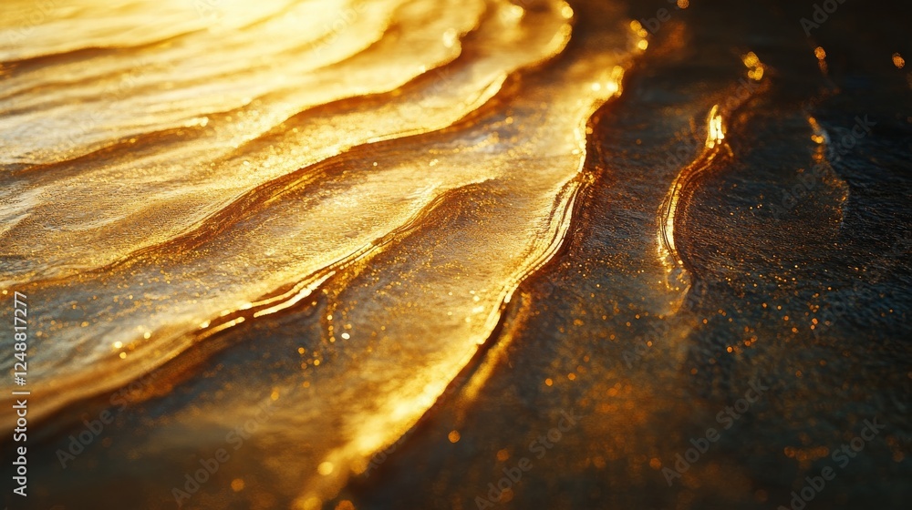 Poster golden waves reflecting sunlight create a shimmering abstract texture