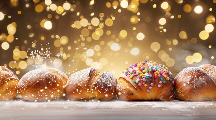 Festive Bread Collection With Colorful Decorations