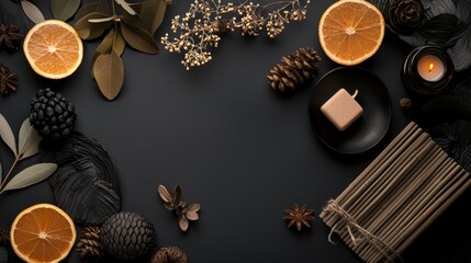 Dark and moody aesthetic with citrus and spices