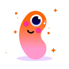 simple minimalist illustration characters. Cute characters of monsters, aliens, bacteria with flat design vector style