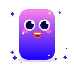 cute monsters with simple square shapes with facial expressions. adorable doodle monster on white background