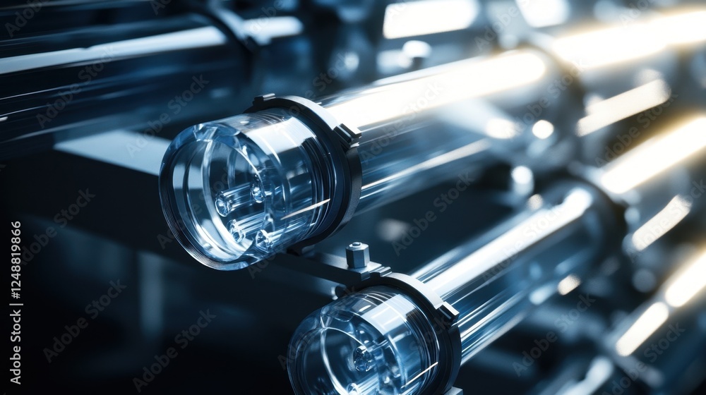 Aufkleber close up of transparent glass tubes in a laboratory, showcasing the precision and complexity of scie