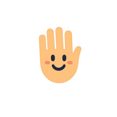 Fototapeta premium Friendly cartoon hand with a smiling face on a white isolated background.