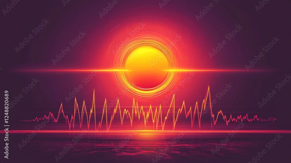 Poster glowing orb, glifying data visualization abstract digital art with stark geometric shapes