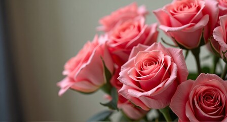 Fototapeta premium valentine day poster,card,banner with copy space, A close-up of a rose bouquet with a blurred background for text overlay