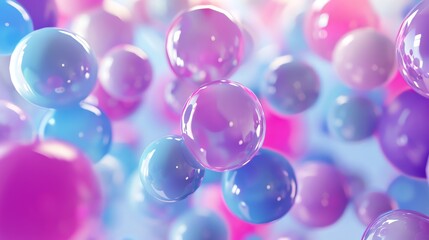 A colorful abstract background of floating, glossy spheres.