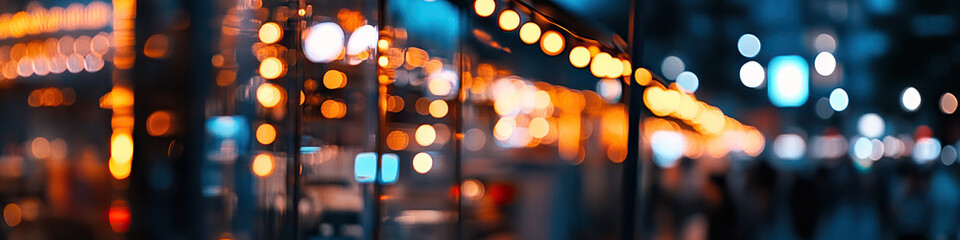 Blurred Urban Night Scene with String Lights