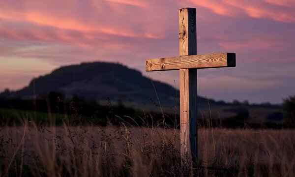 good friday, Banner, Motion graphic. cross at vibrant sunset
