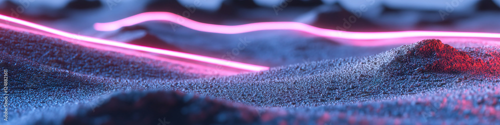 Poster digital rendering: textured surface with neon light path