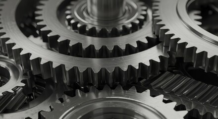 Close-Up Photograph of Interlocking Industrial Metal Gears for Manufacturing and Engineering Use Cases