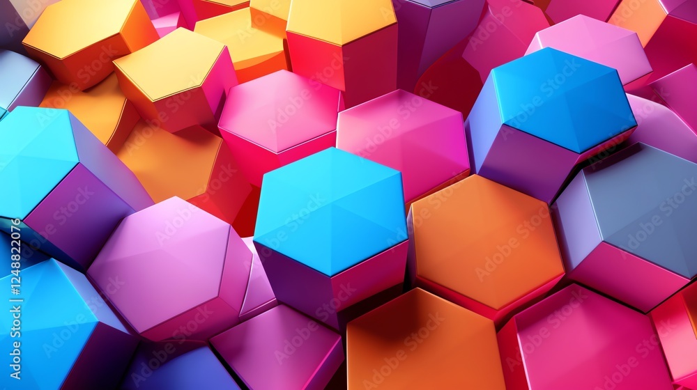 Poster a colorful abstract background of hexagons.