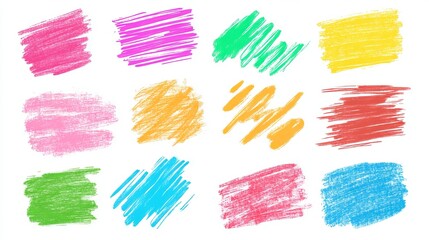hand drawn brush vector set of kids stuff icons. colorful scribble line brush hand drawn sketch design. colorful kids abstract chalk, colorful crayon pencil style. Vector illustration