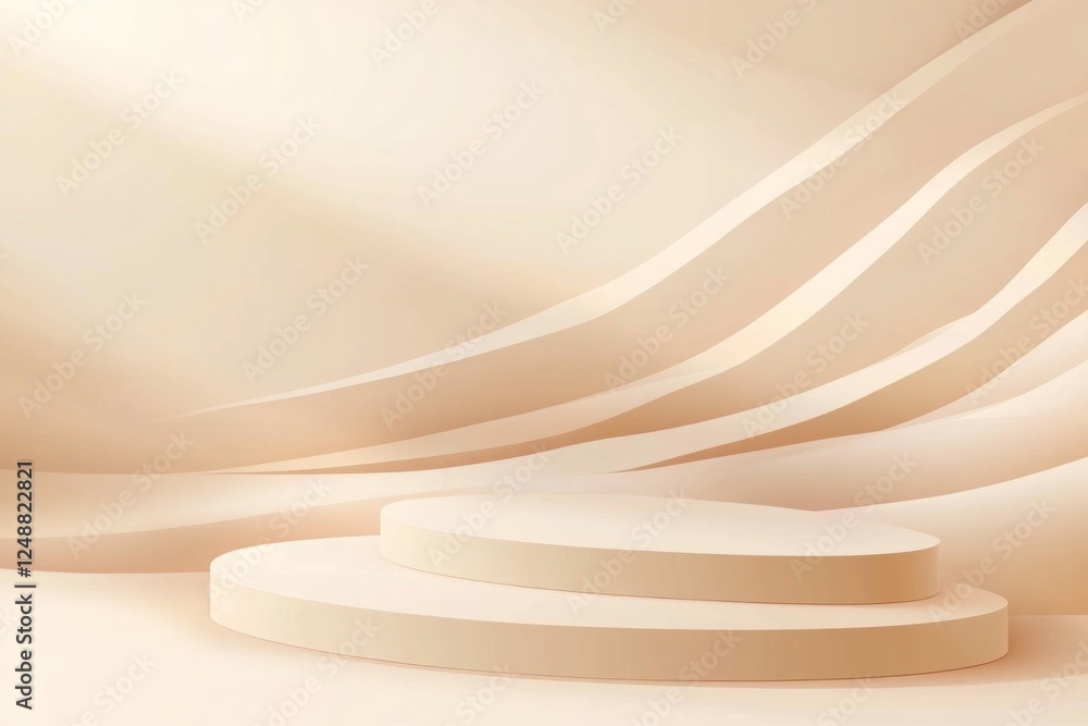 Poster Beautifully crafted minimalist design showcases a smooth beige background with subtle shadows, ideal for presenting products in an elegant and sophisticated layout perfect for e-commerce