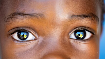 Naklejka premium Bright And Expressive Eyes Of A Young Child