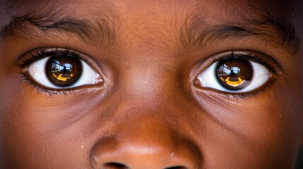 Naklejka premium Striking Close-Up Of Bright Brown Eyes In Contrast