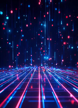 Futuristic glowing digital fractal realm with stars and energy, Background digital tech futuristic technology abstract network blue modern concept science. abstract background with neon lines and
