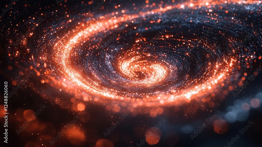Poster glowing spiral visualization of sentiment analysis data flow